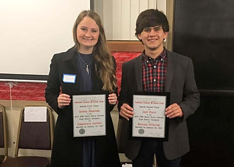 Jack Stein and Sydney Edgecomb at the Ventura County Writers Competition