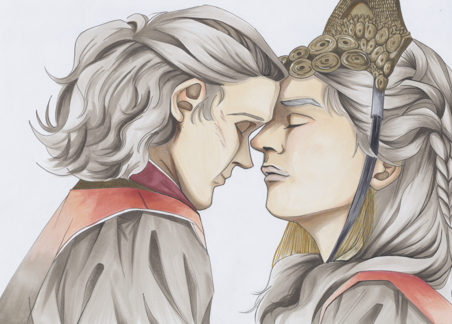 Princess+Rhaenyra+Targaryen+and+Prince+Daemon+embrace.+