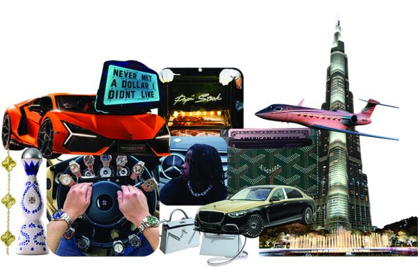 A collage showing luxury items. 