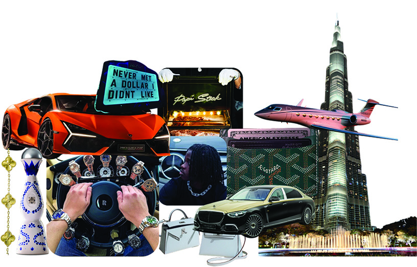 A collage showing luxury items. 